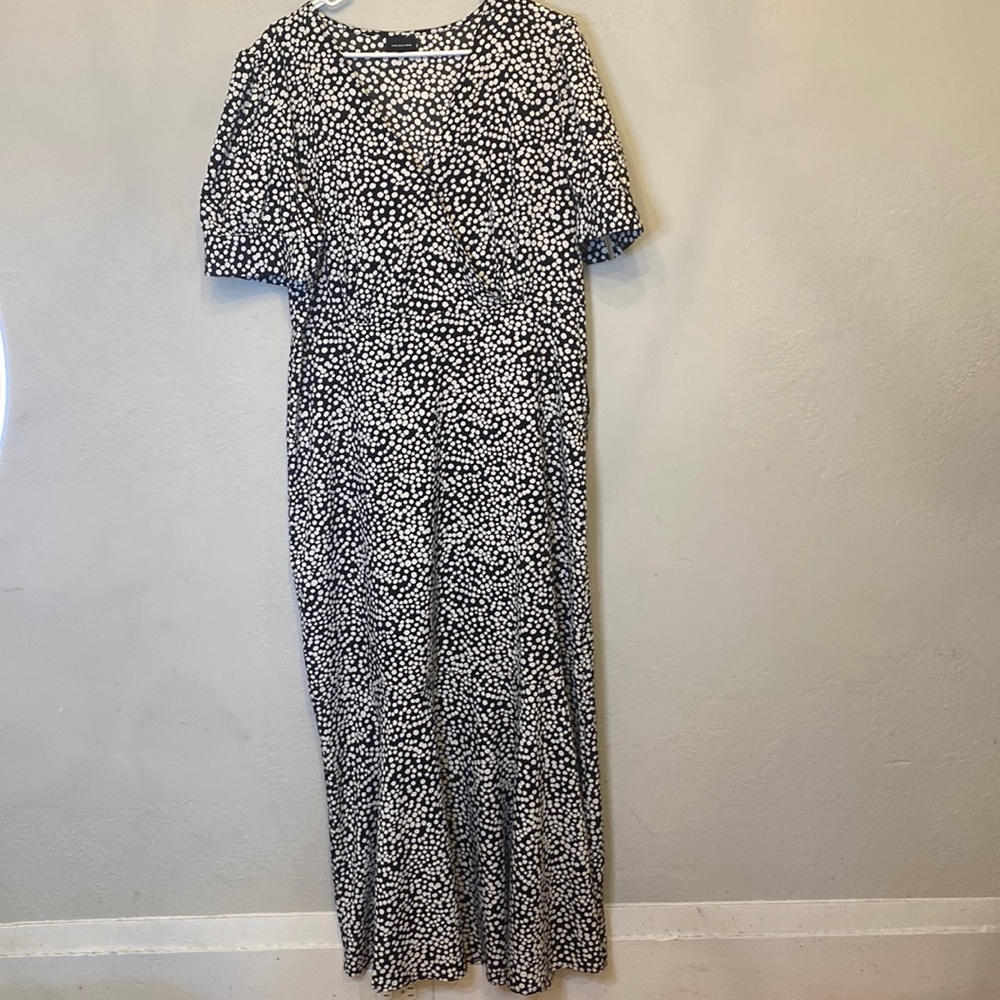 Who What Wear Black and White Polka Dot Dress